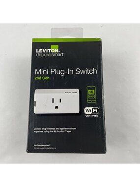 Leviton Decora Smart Mini Plug-In Switch 2nd Gen Wi-Fi White Alexa Google